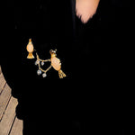 Vintage 3D Love Birds Chain Brooch - floysun