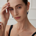 Vintage Abstract Lapis and Pearl Earrings - floysun