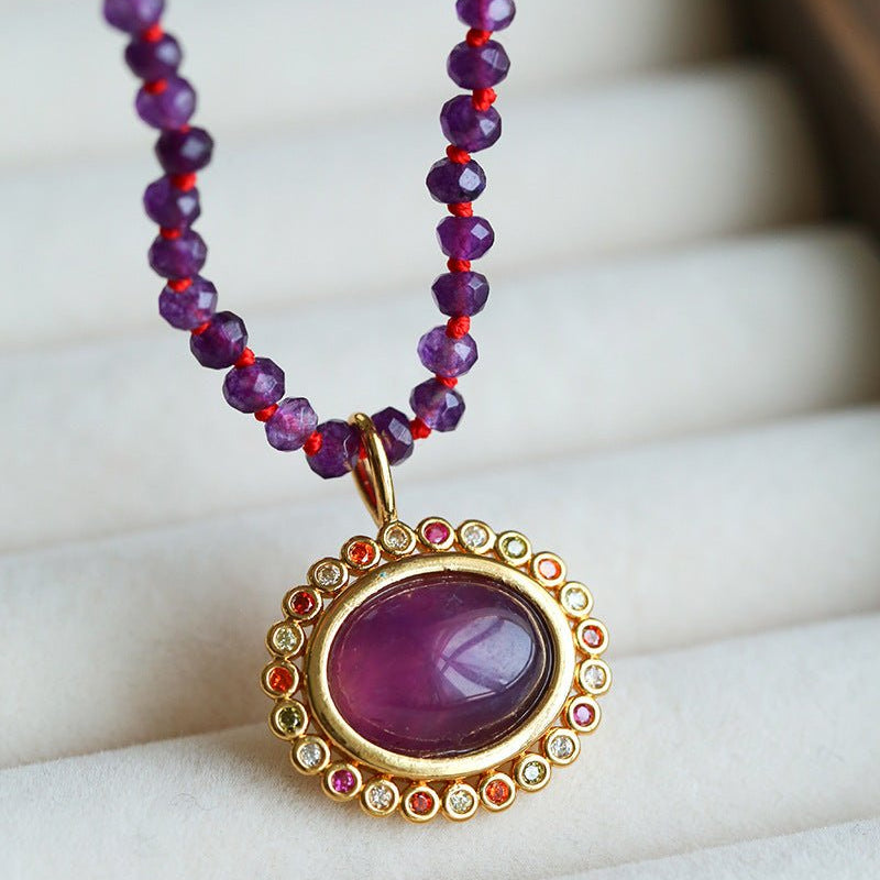 Vintage Amethyst Pendant Necklace - floysun