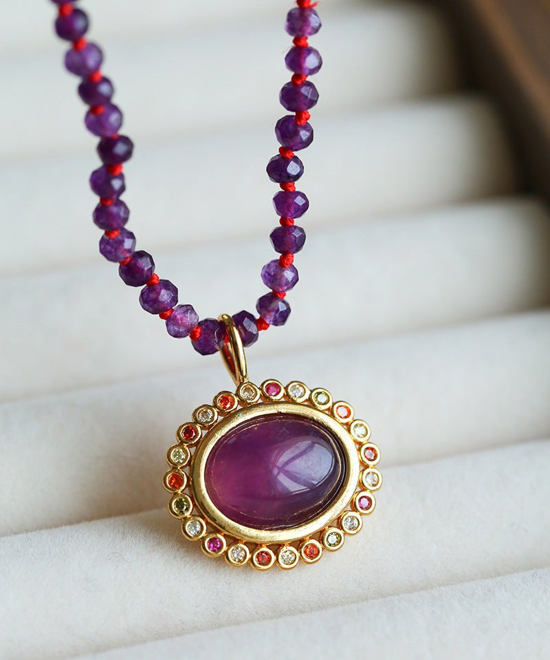 Vintage Amethyst Pendant Necklace - floysun