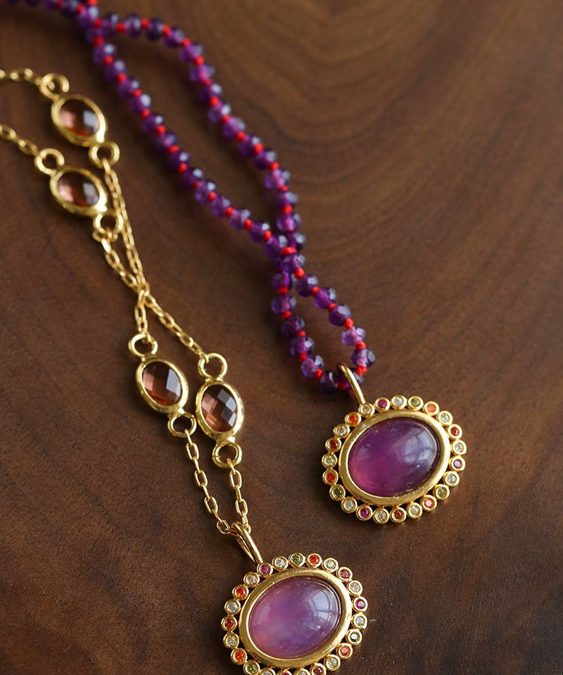 Vintage Amethyst Pendant Necklace - floysun