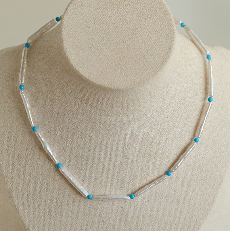 Vintage Artistic Baroque Pearl Silver Bar Necklace - floysun