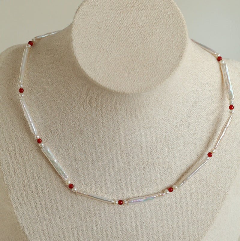 Vintage Artistic Baroque Pearl Silver Bar Necklace - floysun
