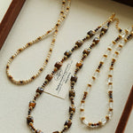 Vintage Autumn - Winter Maillard Beaded Necklace – Natural Tiger Eye Beads - floysun