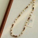 Vintage Autumn - Winter Maillard Beaded Necklace – Natural Tiger Eye Beads - floysun