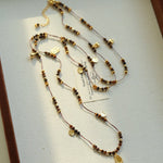 Vintage Autumn - Winter Maillard Beaded Necklace – Natural Tiger Eye Beads - floysun