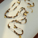 Vintage Autumn - Winter Maillard Beaded Necklace – Natural Tiger Eye Beads - floysun