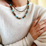 Vintage Autumn - Winter Maillard Beaded Necklace – Natural Tiger Eye Beads - floysun
