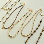 Vintage Autumn - Winter Maillard Beaded Necklace – Natural Tiger Eye Beads - floysun
