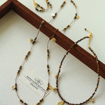 Vintage Autumn - Winter Maillard Beaded Necklace – Natural Tiger Eye Beads - floysun