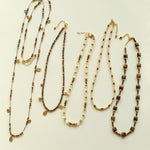 Vintage Autumn - Winter Maillard Beaded Necklace – Natural Tiger Eye Beads - floysun
