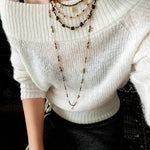 Vintage Autumn - Winter Maillard Beaded Necklace – Natural Tiger Eye Beads - floysun