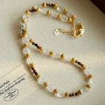 Vintage Autumn - Winter Maillard Beaded Necklace – Natural Tiger Eye Beads - floysun