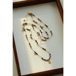 Vintage Autumn-Winter Maillard Beaded Necklace – Natural Tiger Eye Beads - floysun