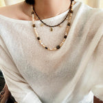 Vintage Autumn - Winter Maillard Beaded Necklace – Natural Tiger Eye Beads - floysun