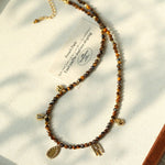 Vintage Autumn - Winter Maillard Beaded Necklace – Natural Tiger Eye Beads - floysun