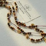 Vintage Autumn - Winter Maillard Beaded Necklace – Natural Tiger Eye Beads - floysun