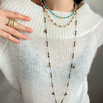 Vintage Autumn - Winter Maillard Beaded Necklace – Natural Tiger Eye Beads - floysun