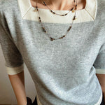 Vintage Autumn - Winter Maillard Beaded Necklace – Natural Tiger Eye Beads - floysun