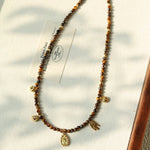 Vintage Autumn - Winter Maillard Beaded Necklace – Natural Tiger Eye Beads - floysun