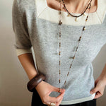 Vintage Autumn - Winter Maillard Beaded Necklace – Natural Tiger Eye Beads - floysun