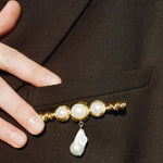 Vintage Baroque Pearl Curve Brooch - floysun