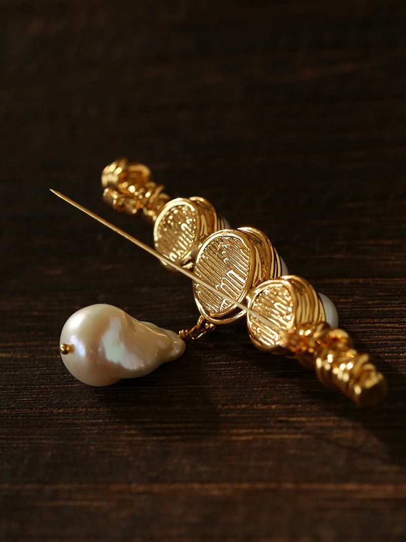 Vintage Baroque Pearl Curve Brooch - floysun