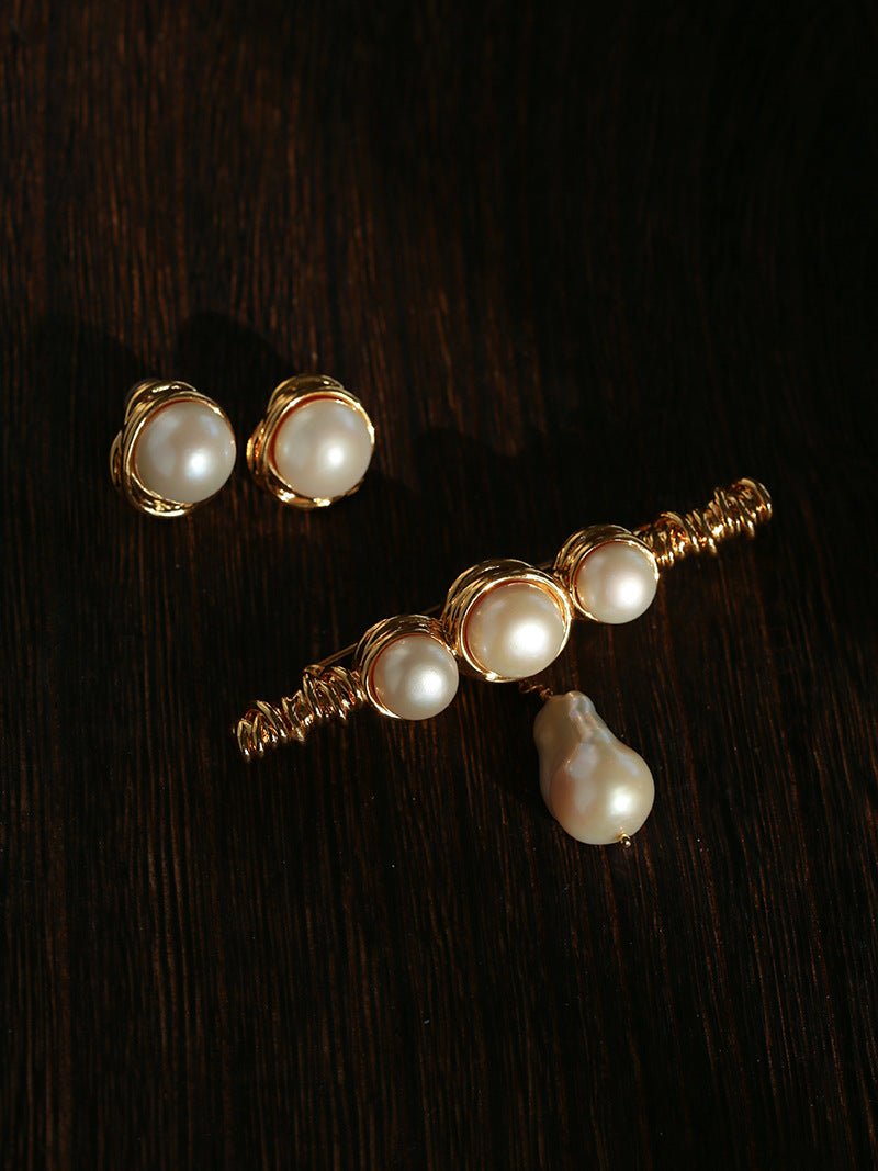 Vintage Baroque Pearl Curve Brooch - floysun