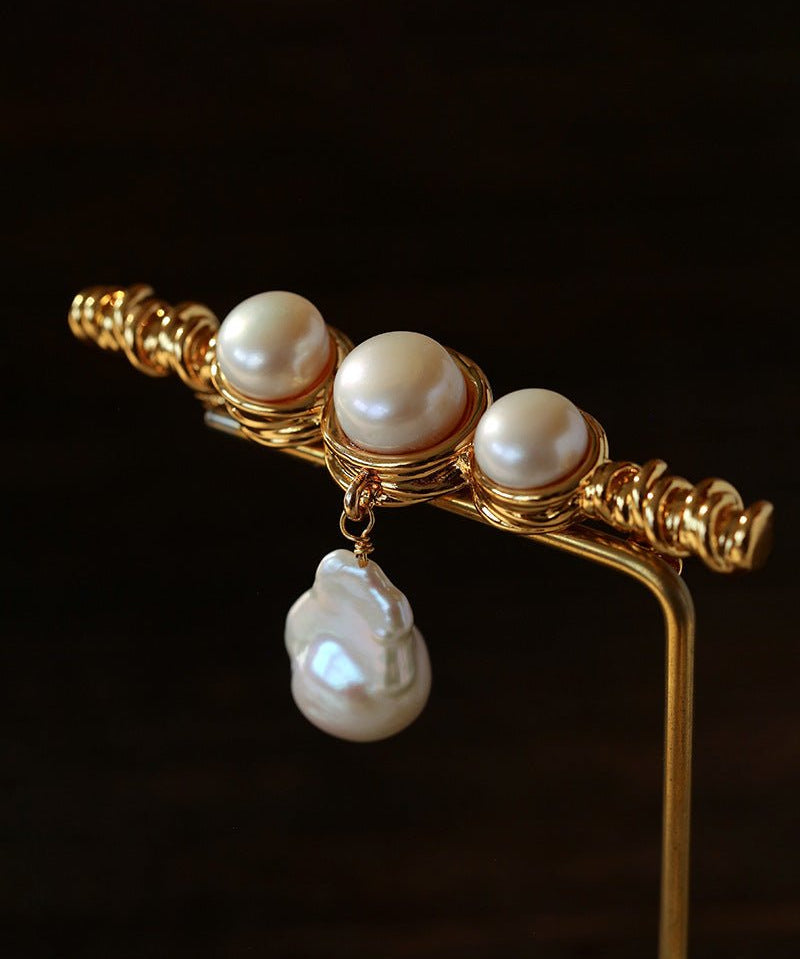 Vintage Baroque Pearl Curve Brooch - floysun