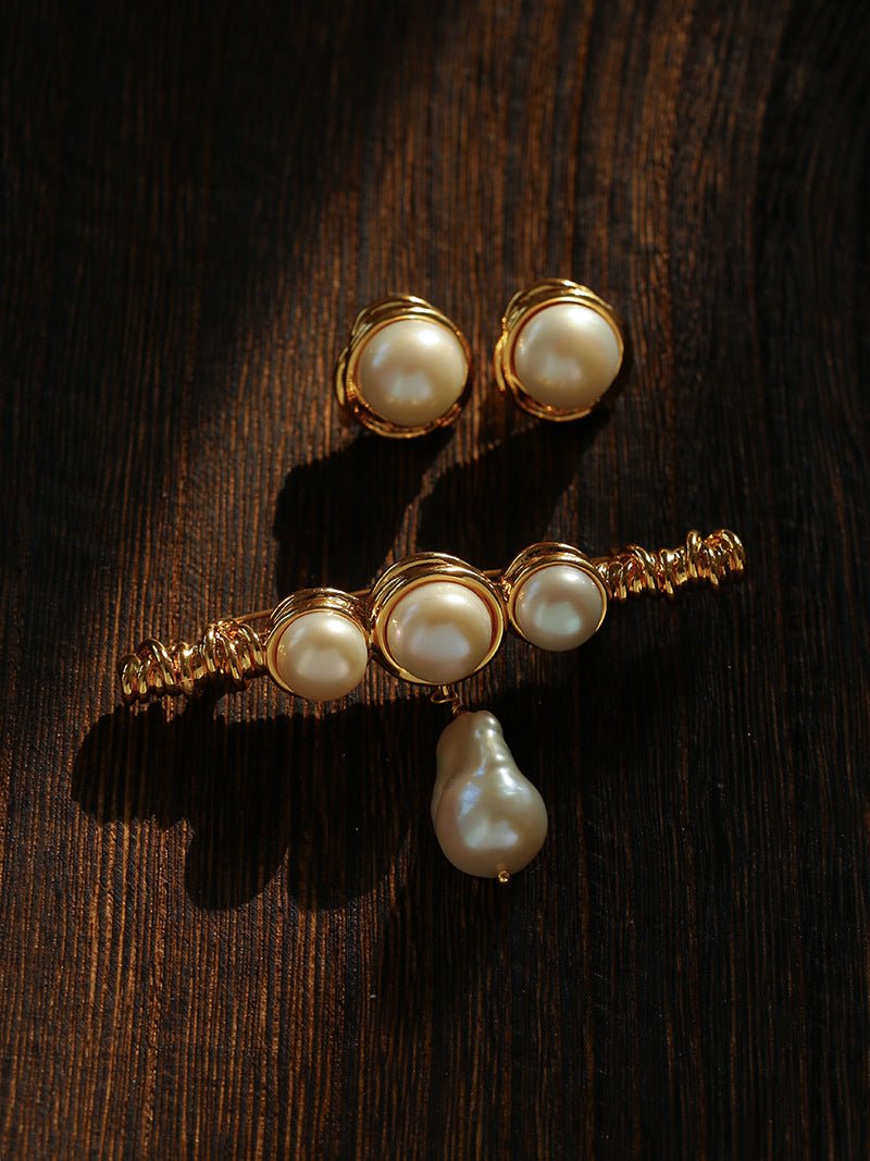 Vintage Baroque Pearl Curve Brooch - floysun