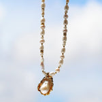 Vintage Baroque Pearl Shell Pendant Adjustable Choker Necklace - floysun