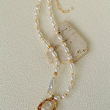 Vintage Baroque Pearl Shell Pendant Adjustable Choker Necklace - floysun