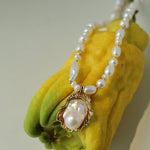Vintage Baroque Pearl Shell Pendant Adjustable Choker Necklace - floysun