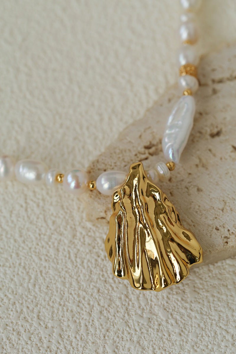Vintage Baroque Pearl Shell Pendant Adjustable Choker Necklace - floysun