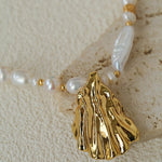 Vintage Baroque Pearl Shell Pendant Adjustable Choker Necklace - floysun