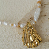 Vintage Baroque Pearl Shell Pendant Adjustable Choker Necklace - floysun