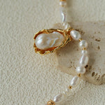 Vintage Baroque Pearl Shell Pendant Adjustable Choker Necklace - floysun