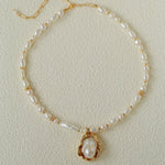 Vintage Baroque Pearl Shell Pendant Adjustable Choker Necklace - floysun