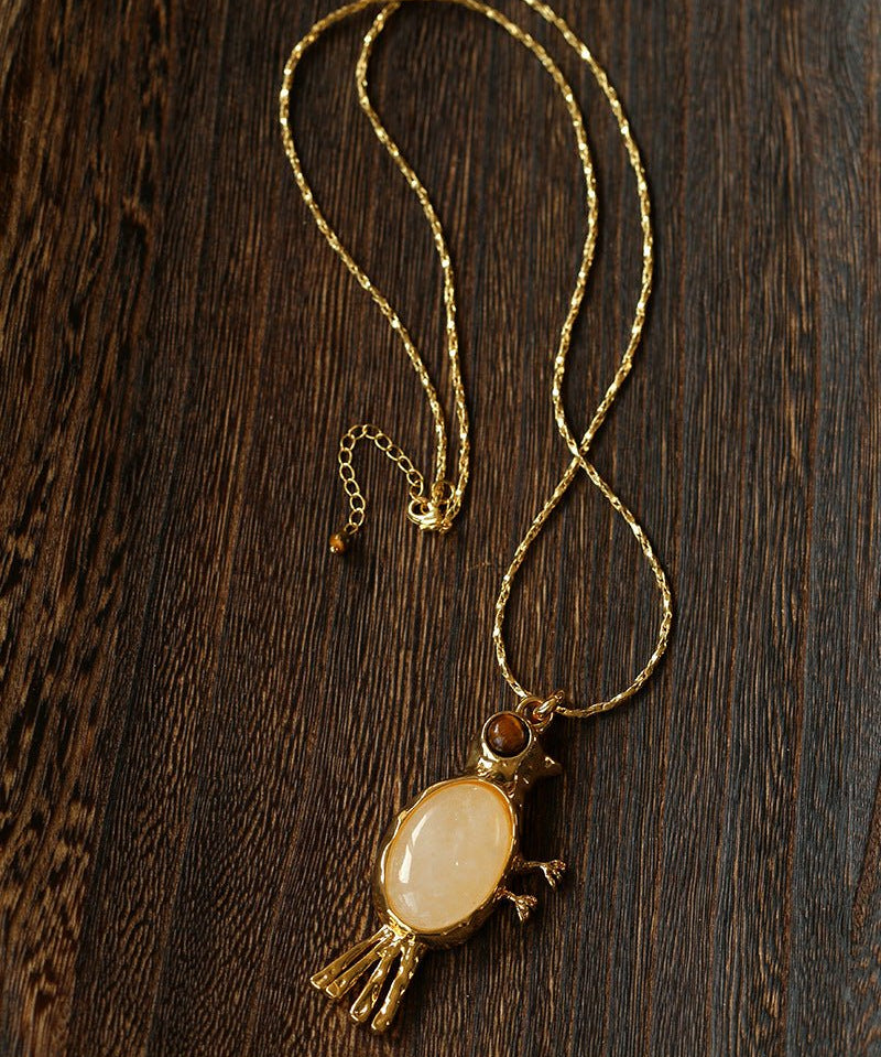 Vintage Bird Pendant Necklace with Crystal Accents - floysun