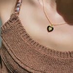 Vintage Black Agate Heart Necklace - floysun