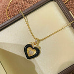 Vintage Black Agate Heart Necklace - floysun