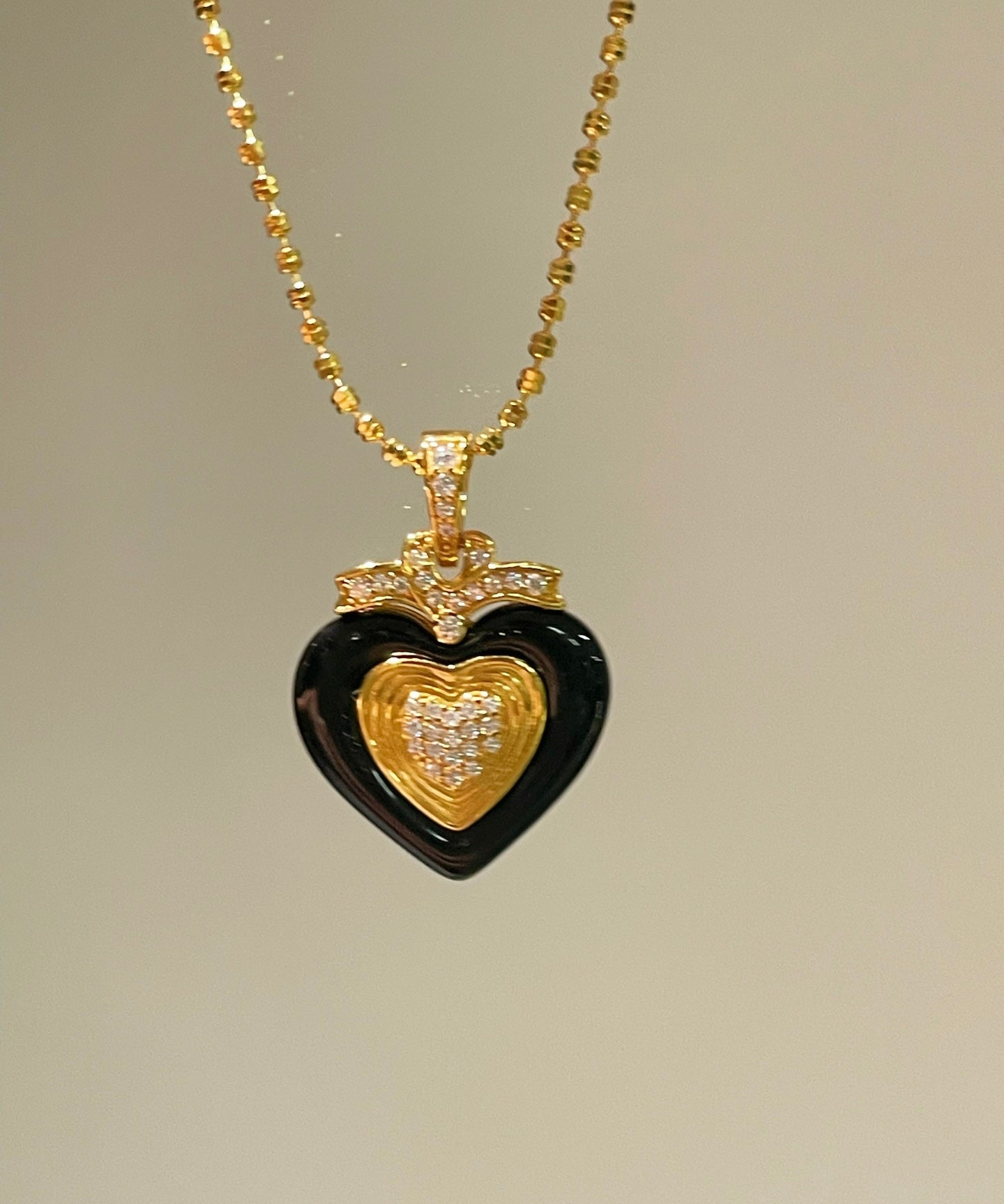 Vintage Black Agate Heart Necklace - floysun