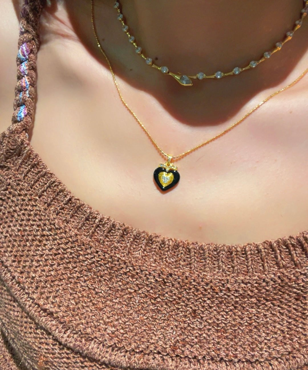 Vintage Black Agate Heart Necklace - floysun