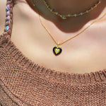 Vintage Black Agate Heart Necklace - floysun
