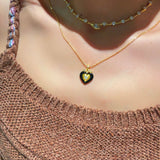 Vintage Black Agate Heart Necklace - floysun