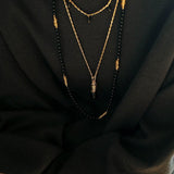 Vintage Black Agate Multi - Pendant Twisted Metal Necklace - floysun