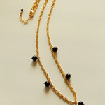 Vintage Black Agate Multi - Pendant Twisted Metal Necklace - floysun