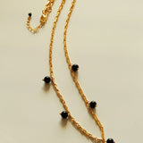 Vintage Black Agate Multi - Pendant Twisted Metal Necklace - floysun