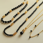 Vintage Black Agate Multi - Pendant Twisted Metal Necklace - floysun