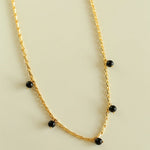 Vintage Black Agate Multi - Pendant Twisted Metal Necklace - floysun